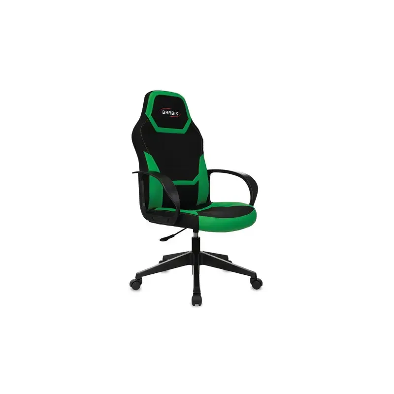Игровое кресло BRABIX Alpha GM-018, ткань/экокожа, черное/зеленое, 532639, GM-018_532639 главное фото